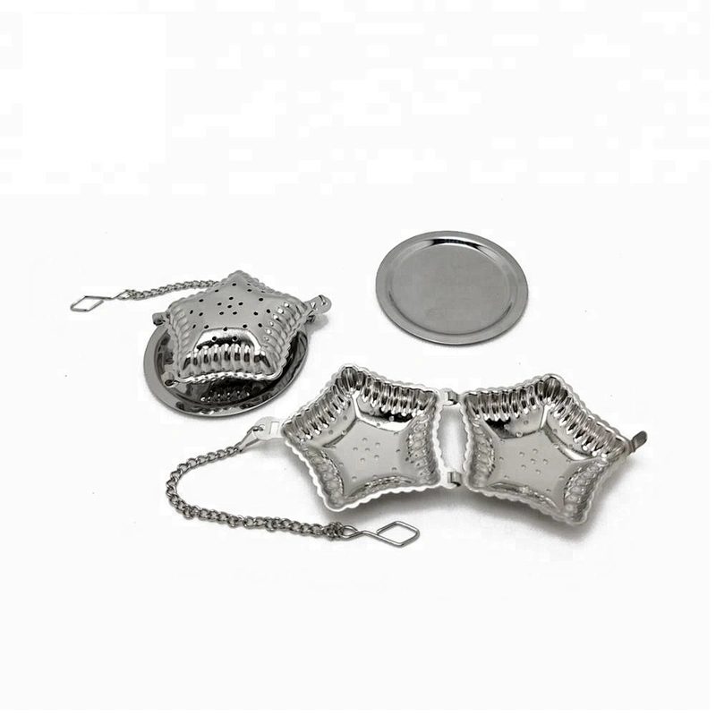 High quality stainless steel star shape tea infuser tea strainer with chain