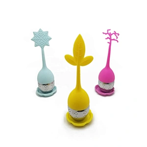 Cute leaf shape  stainless steel silicone tea infuser strainer