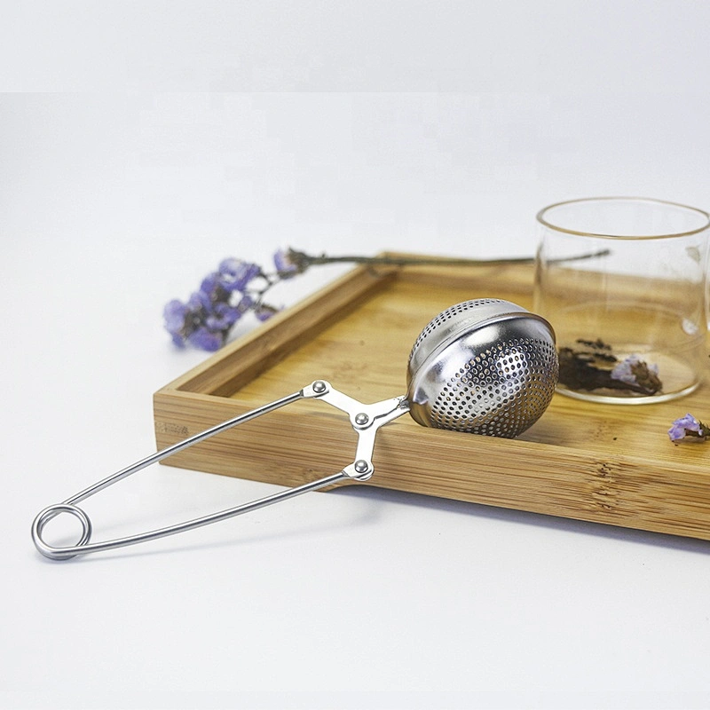 High quality stainless steel ball shape tea infuser with clamp handle