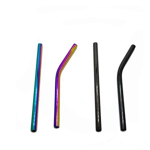 Colorful reusable stainless steel 12*215mm metal drinking straw