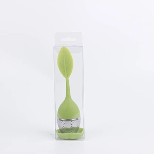 High quality  manufactured  silicone leaf shape tea infuser with PVC box pack
