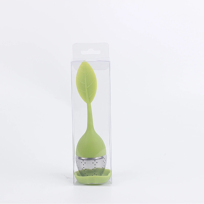 High quality  manufactured  silicone leaf shape tea infuser with PVC box pack