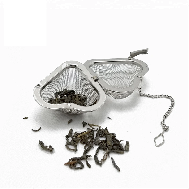 Novelty stainless steel mesh heart shape tea infuser with chain