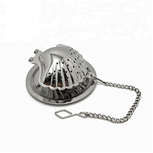 High quality stainless steel shell shape tea infuser with chain