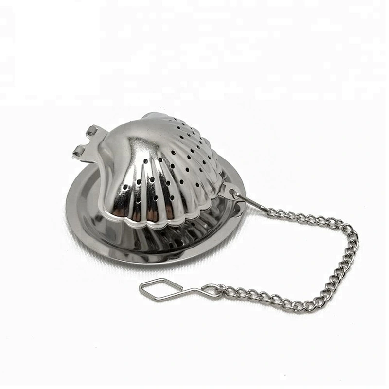 High quality stainless steel shell shape tea infuser with chain