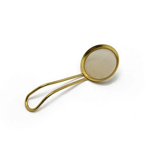 Stainless steel titanium gold plating mesh tea strainer  tea infuser with handle