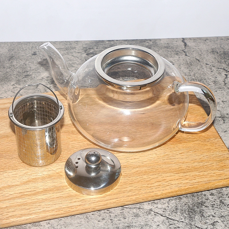 high borosilicate teapot heat resistant glass tea pot with with Removable Infuser Tea Maker Transparent