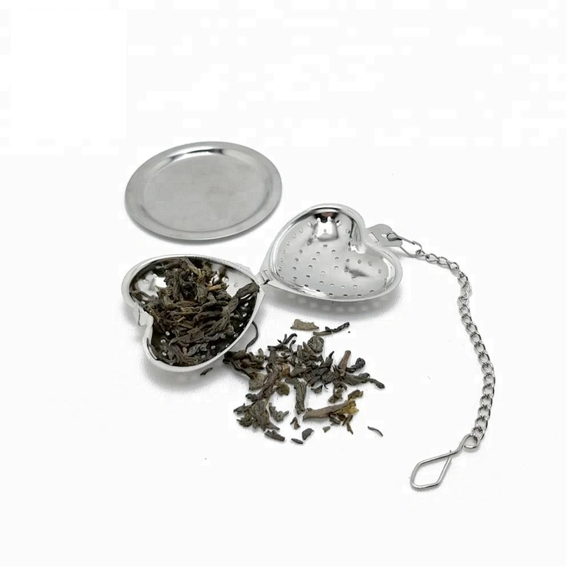 High quality stainless steel heart shape tea infuser with chain
