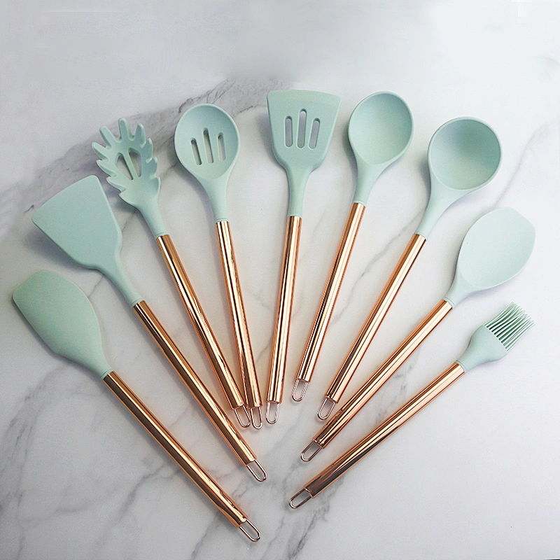 Rose gold metal 11 Pieces Slicone Kitchen  Utensils cooking Utensils kitchen Accessories