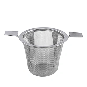 Basket shape hard mesh tea strainer with double handle