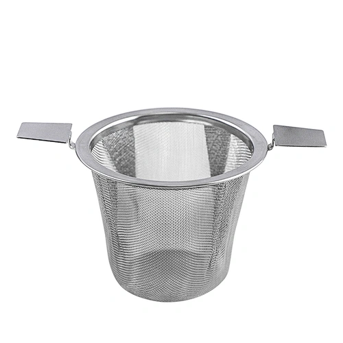 Basket shape hard mesh tea strainer with double handle
