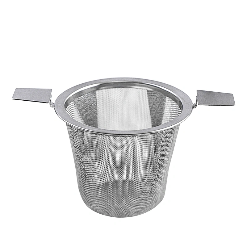 Basket shape hard mesh tea strainer with double handle