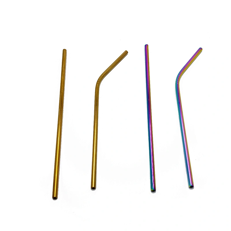 Colorful reusable stainless steel 6*215mm metal drinking straw