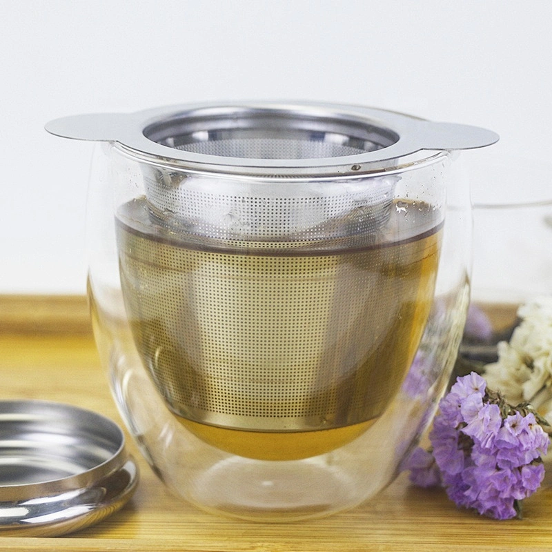 Double handle Tea strainer 304 Stainless Steel tea filter tea infuser in silver and gold color for mug and pot