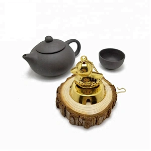 Hot selling stainless steel titanium gold plating duck shape tea infuser tea strainer tea ball with chain