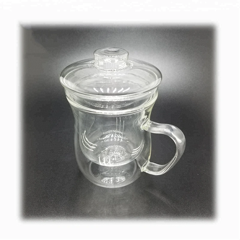 350 ML hot selling high borosilicate heat resistant glass tea cup mug with glass infuser and cover