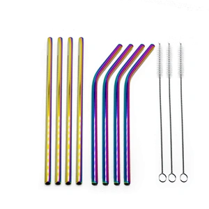 Reusable 8 pcs stainless steel 8mm drinking straw with 3 pcs brusher set