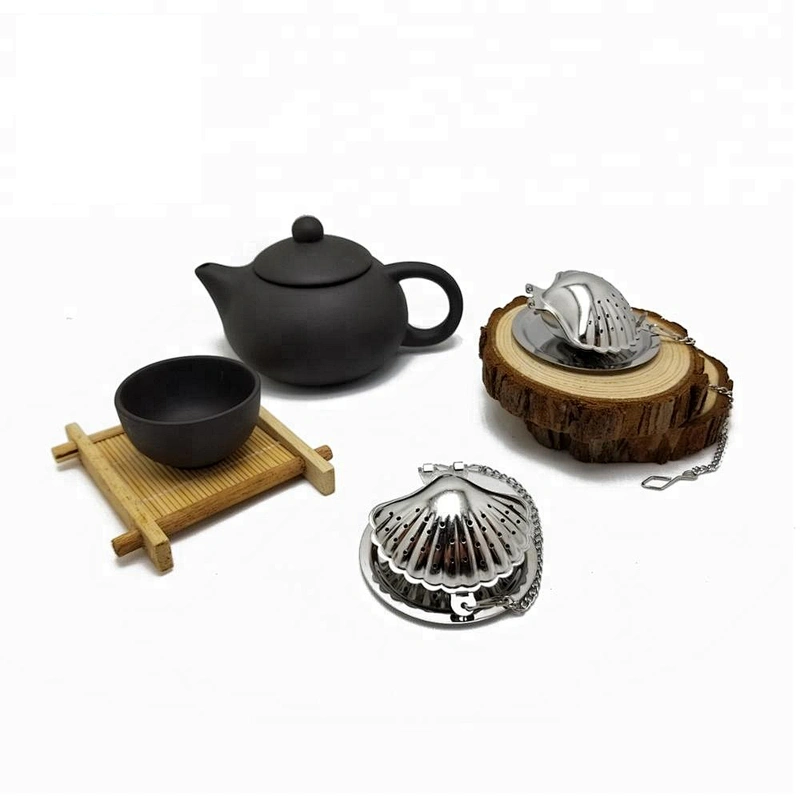 High quality stainless steel shell shape tea infuser with chain