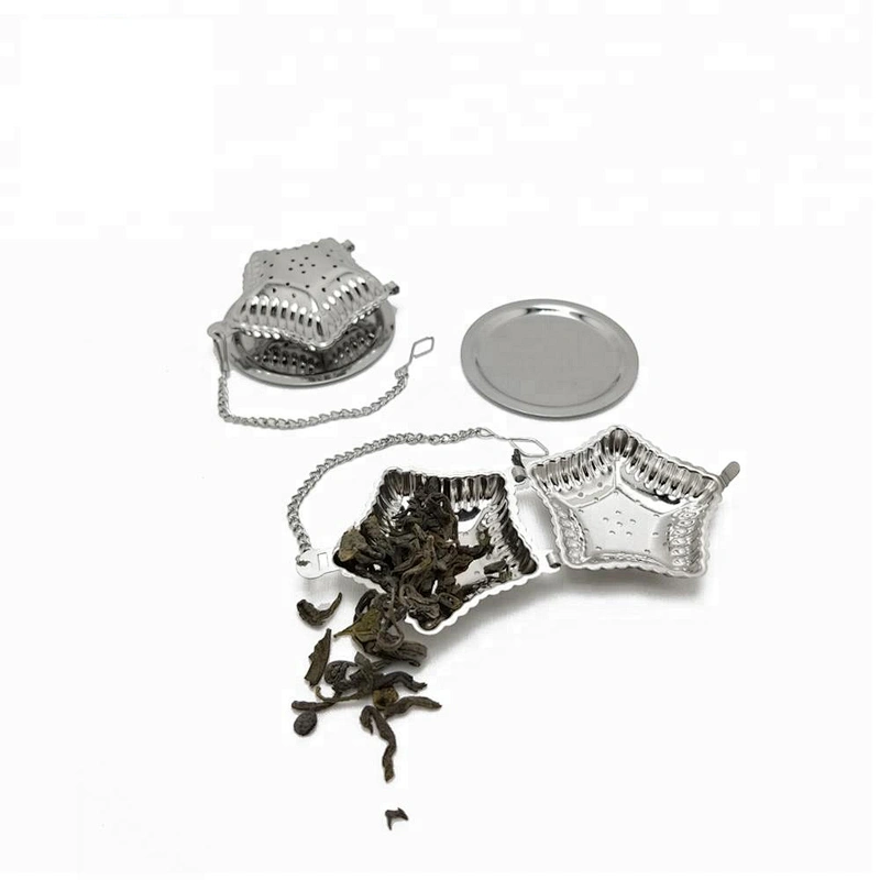High quality stainless steel star shape tea infuser tea strainer with chain
