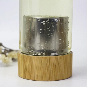 high borosilicate glass water bottle drinking bottle with tea infuser bamboo lid