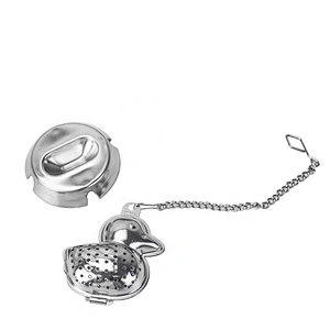 Hot selling stainless steel duck shape tea infuser tea strainer with chain
