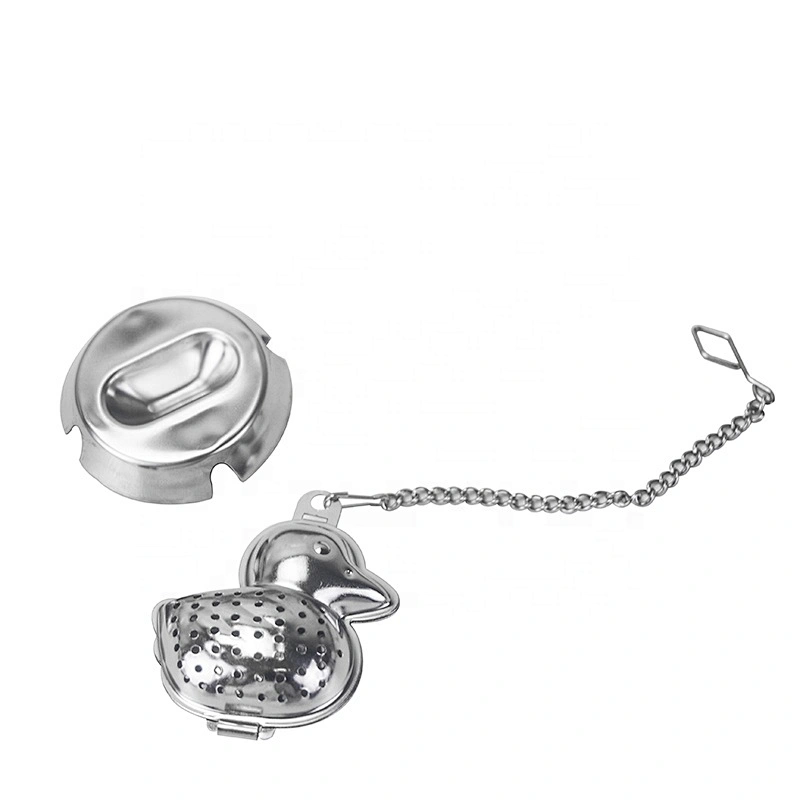Hot selling stainless steel duck shape tea infuser tea strainer with chain