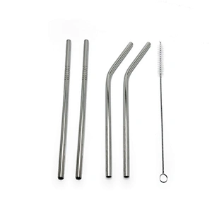 High quality reusable 4 pcs stainless steel 8mm metal drinking straw with 1 pcs brusher set
