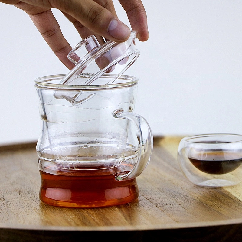 Hot selling 350 ML high borosilicate heat resistant glass tea cup mug with glass infuser and lid