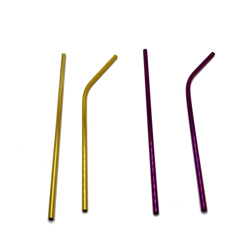 Colorful reusable stainless steel 6*215mm metal drinking straw