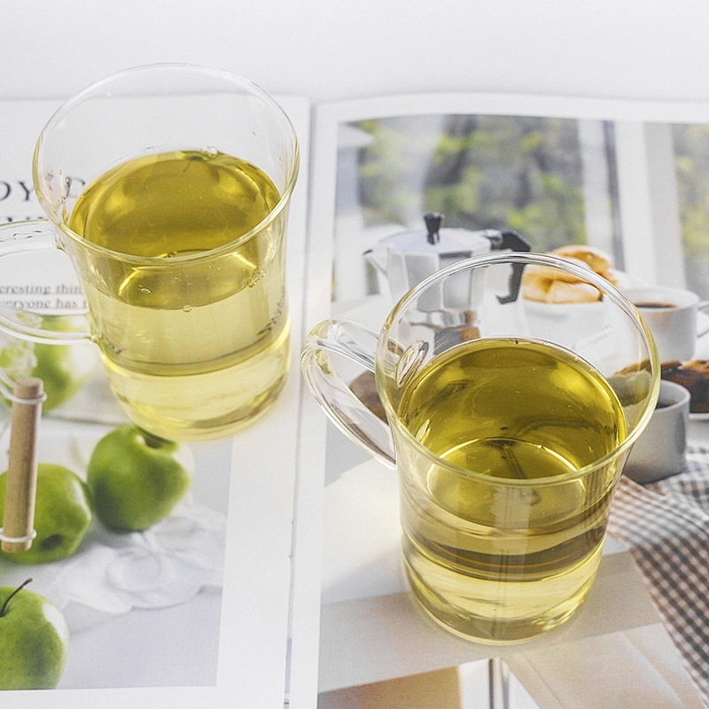 300ML high borosilicate heat resistant glass tea cup mug with handle