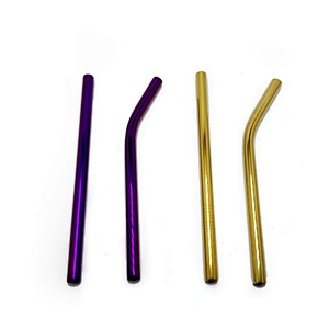 Colorful reusable stainless steel 12*215mm metal drinking straw