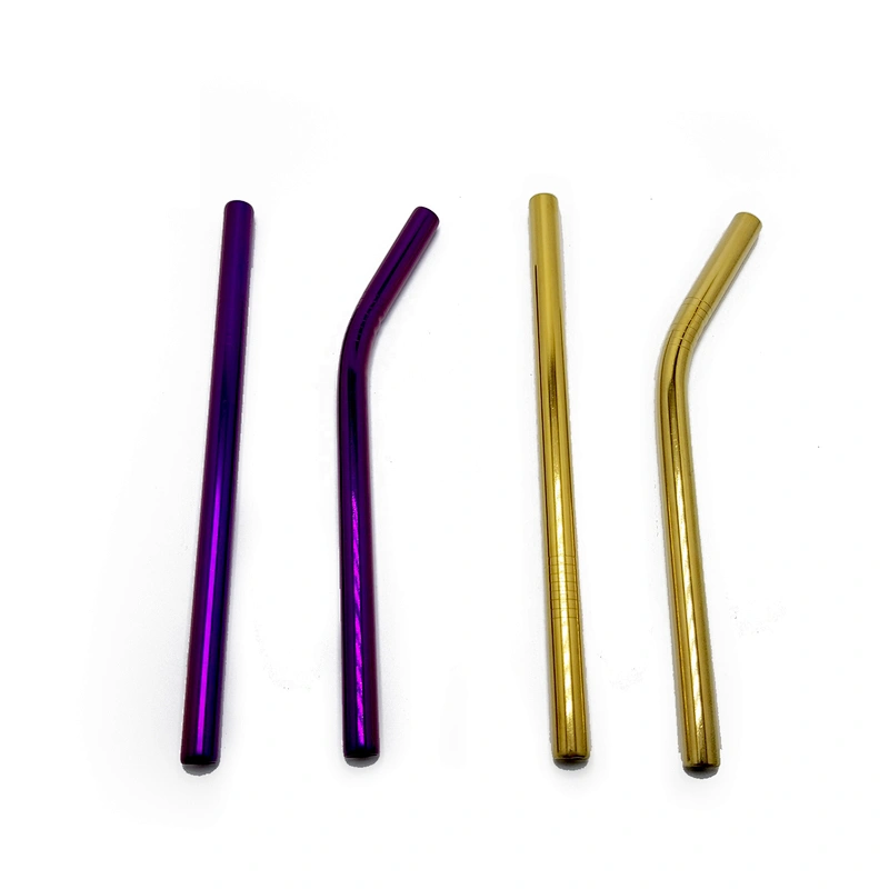 Colorful reusable stainless steel 12*215mm metal drinking straw