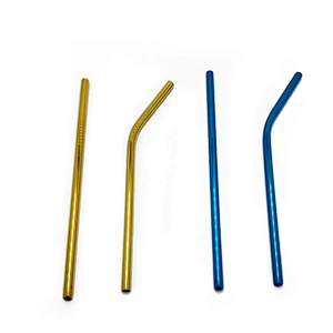 Colorful reusable stainless steel 8*265mm metal drinking straw
