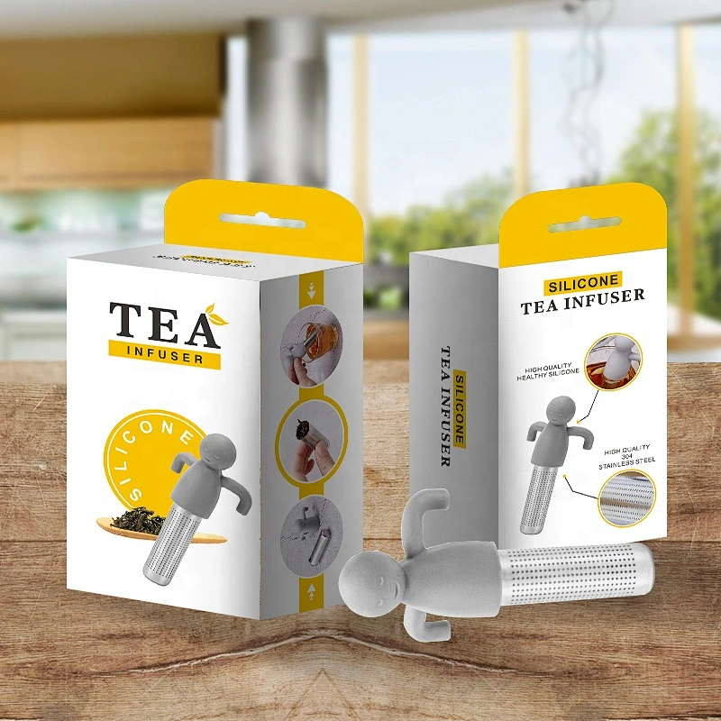 Man Shape Stainless Steel Loose Leaf Tea infuser silicone tea Ball Strainer for tea cup