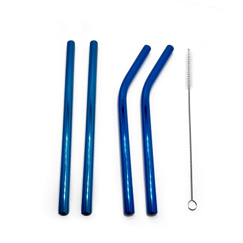 High quality reusable 4 pcs stainless steel 12mm drinking straw with 1 pcs brusher set