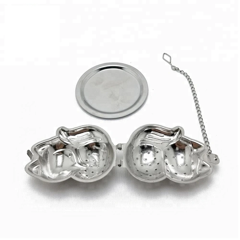 Novelty stainless steel fox shape tea infuser with chain