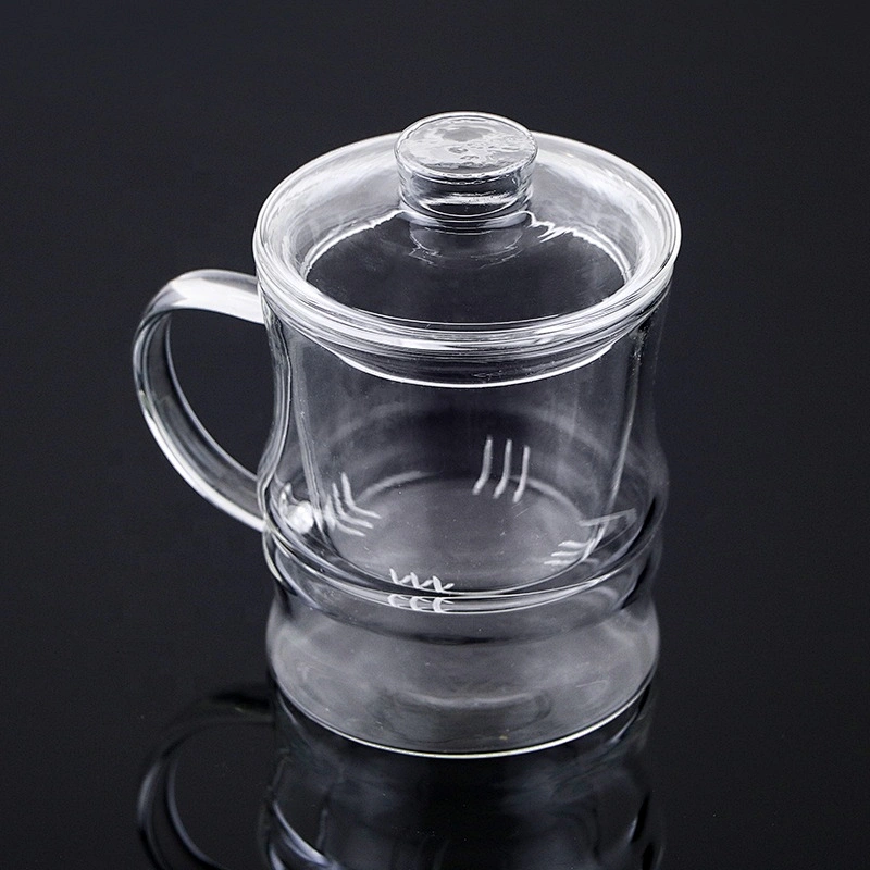 Hot selling 350 ML high borosilicate heat resistant glass tea cup mug with glass infuser and lid