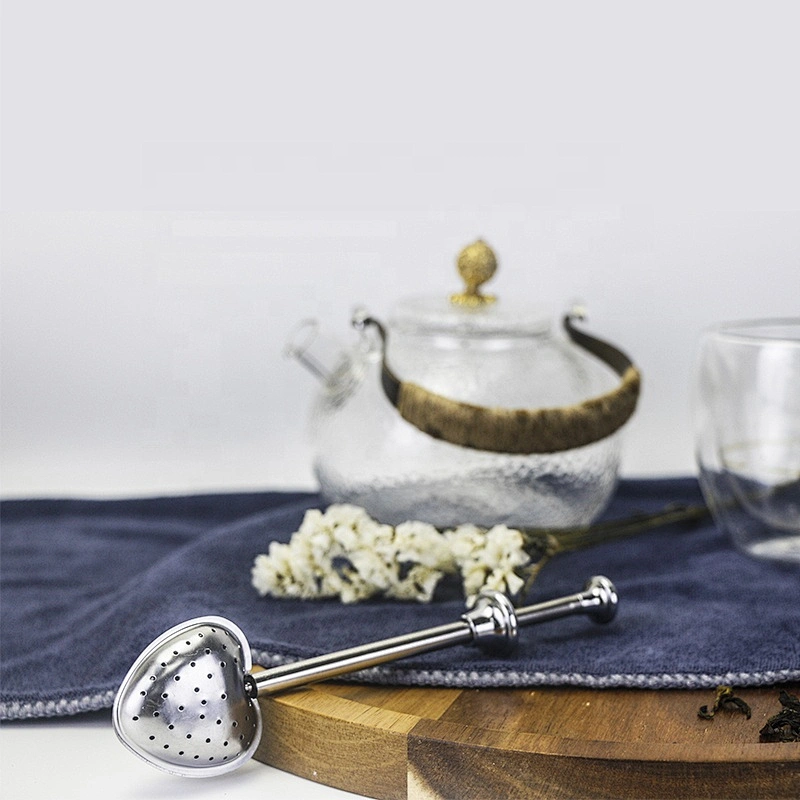 Hot selling stainless steel heart shape tea infuser with pushing handle