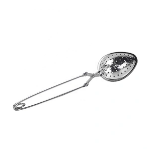 Food grade stainless steel leaf shape tea infuser with clamping handle