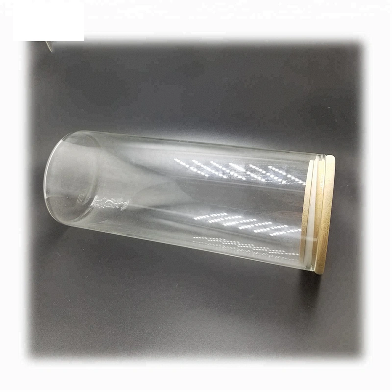 Handmade high borosilicate heat resistant glass jar with bamboo lid