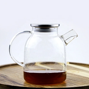 1000ML high quality high borosilicate tea pot heat resistant transparent coffee water glass jar with lid