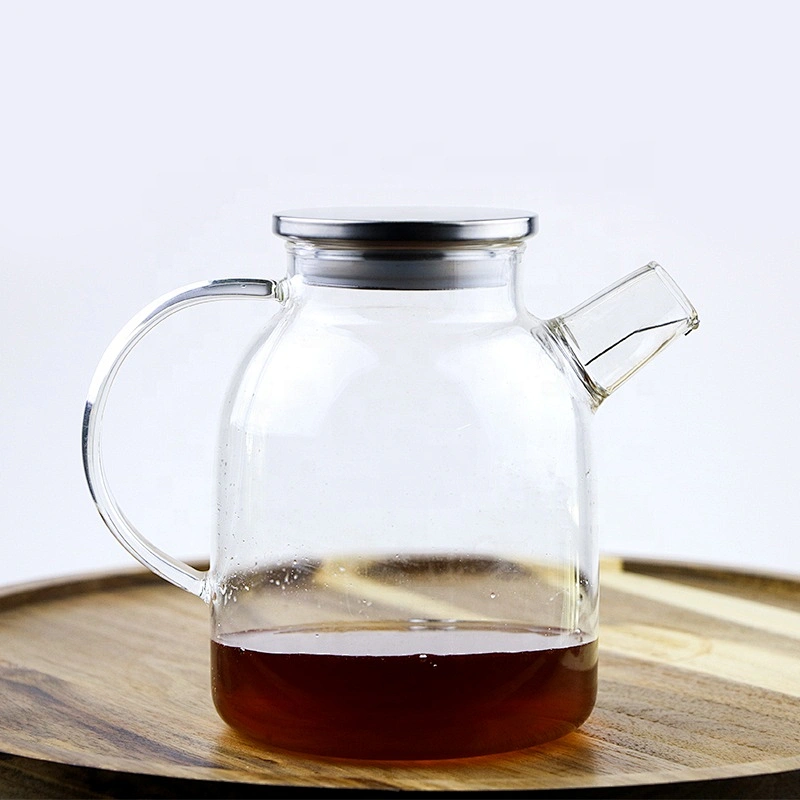 1000ML high quality high borosilicate tea pot heat resistant transparent coffee water glass jar with lid