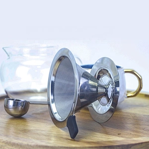 304 stainless steel coffee strainer Cone drip coffee filter coffee maker with anti hot handle