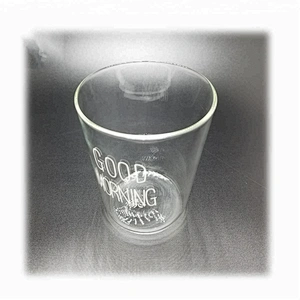 300 ML  high borosilicate heat resistant glass tea coffee cup juice mug with good morning logo