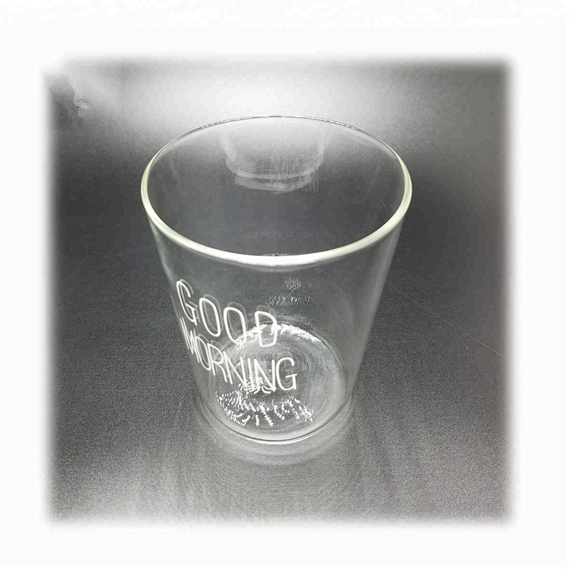 300 ML  high borosilicate heat resistant glass tea coffee cup juice mug with good morning logo