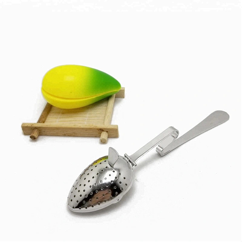 Stainless steel leaf shape tea infuser strainer with crooked handle