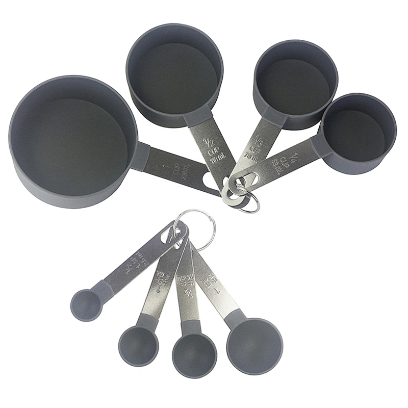 Hot selling 8 piece stainless steel plastic measuring cups and measuring spoons