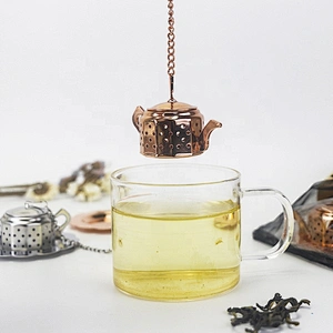2 pcs teapot shape tea infuser set with nice black bag pack and thank you card nice gift