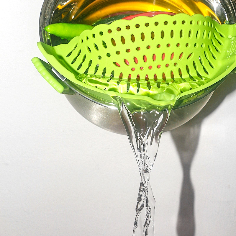 kitchen tools water filter Kitchen silicone strainer rice Pot side drainer Fruit and vegetable noodle filter water baffle