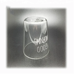 300 ML  high borosilicate heat resistant glass tea coffee cup juice mug with good morning logo